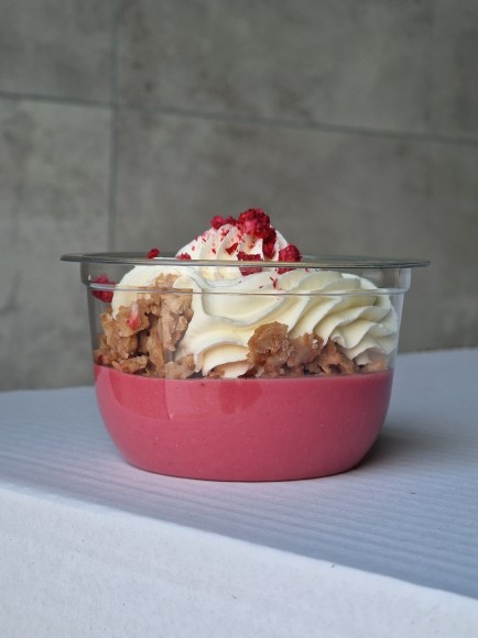 MALINA/BIAŁA CZEKOLADA- deser w kubeczku - BOX 8 sztuk